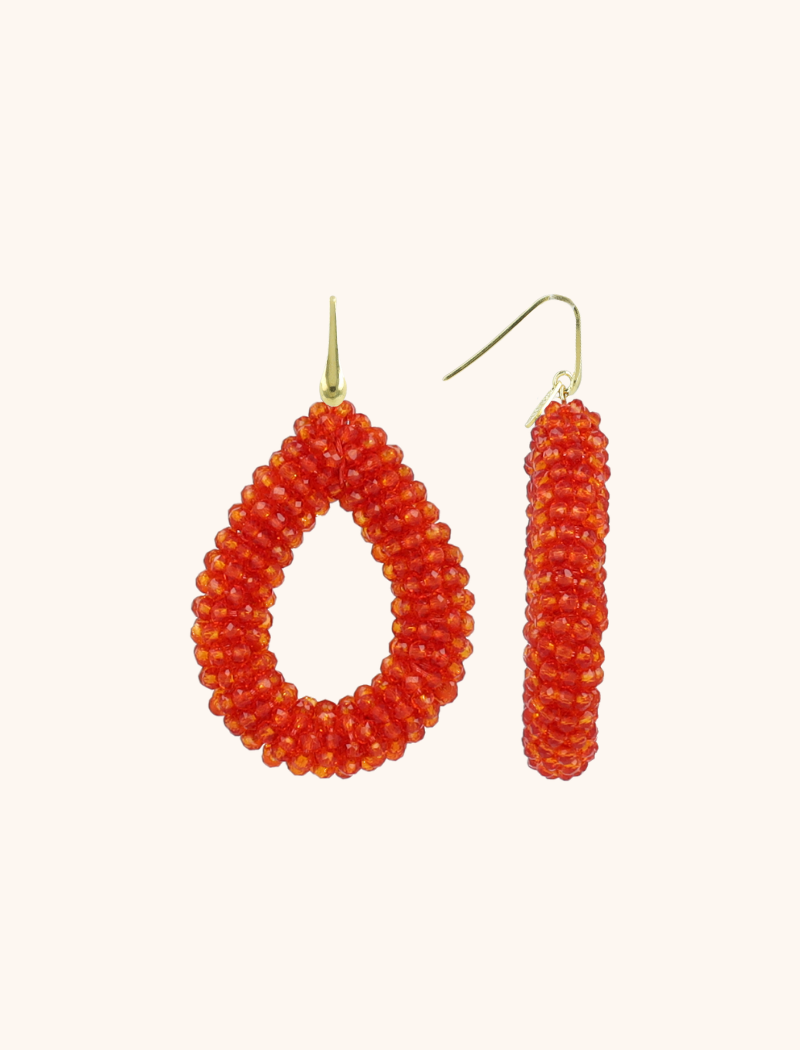 Neon Rote Ohrringe Drop L Irregular Stones Berry