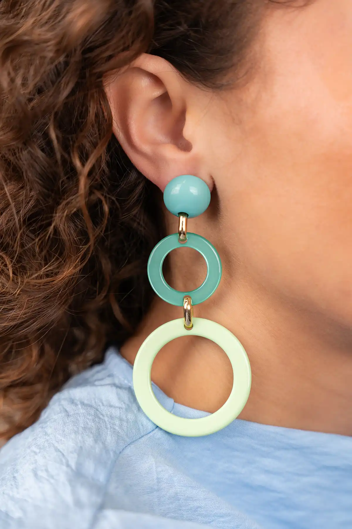 Groene Oorbellen Hanne Statement Triple Circle L