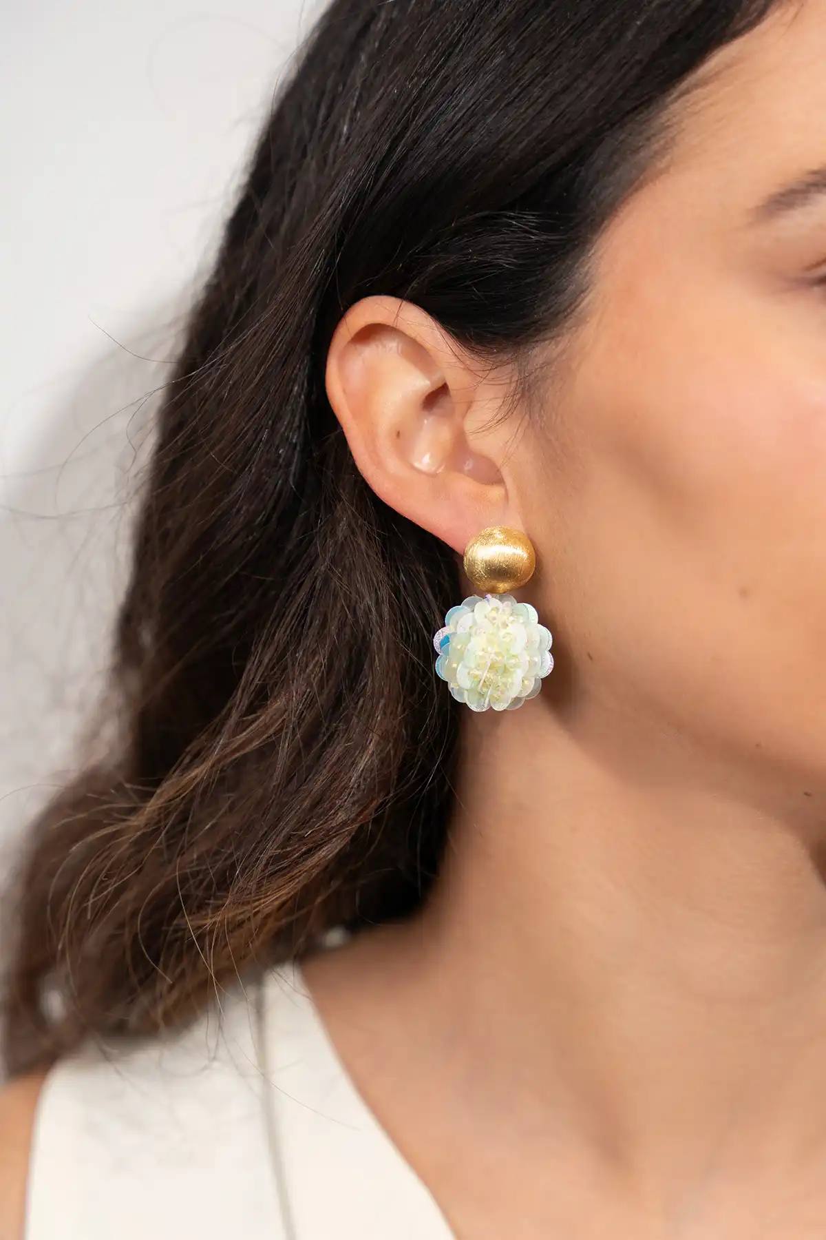 Holo Mint Oorbellen Sanne Sequin Globe S