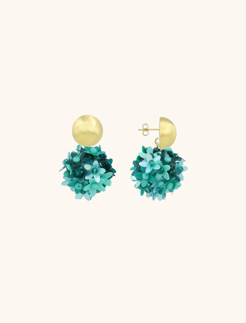 Turquoise Oorbellen Daisy Sequin Flower Globe S