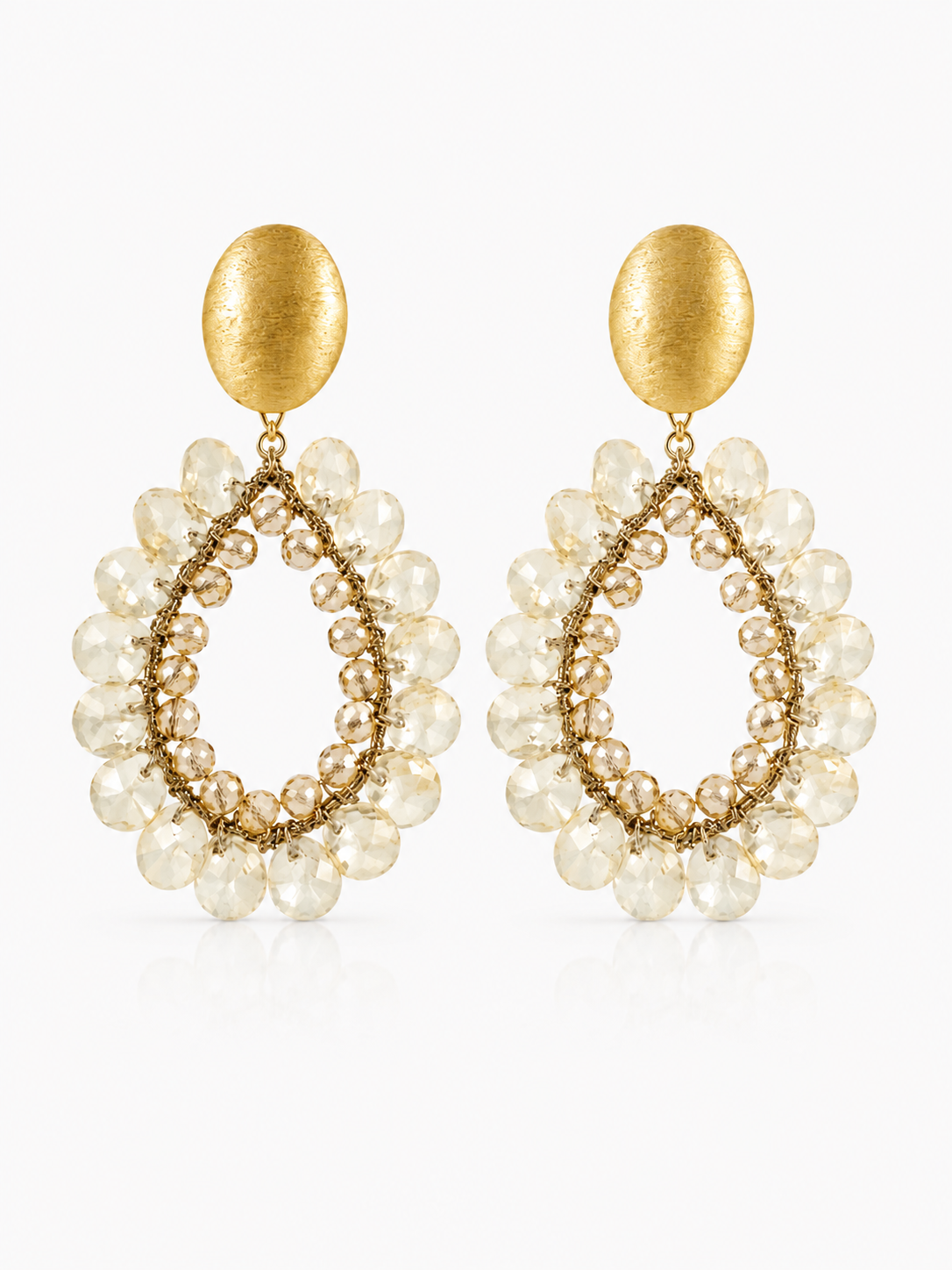Beige Earrings Cassandra Flower Drop XL
