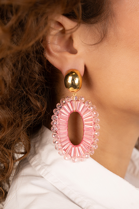 Pink Earrings Ann-Mary Oval Double Clip