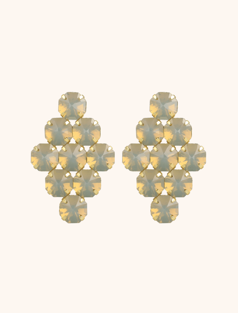 Vita Earrings Octagon Diamond L Sand Opal