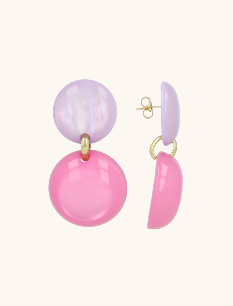 Paarse Oorbellen Polly Statement Double Round M