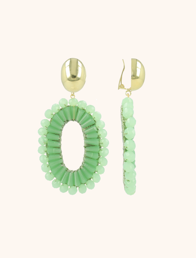 Lime Earrings Ann-Mary Oval Double Clip