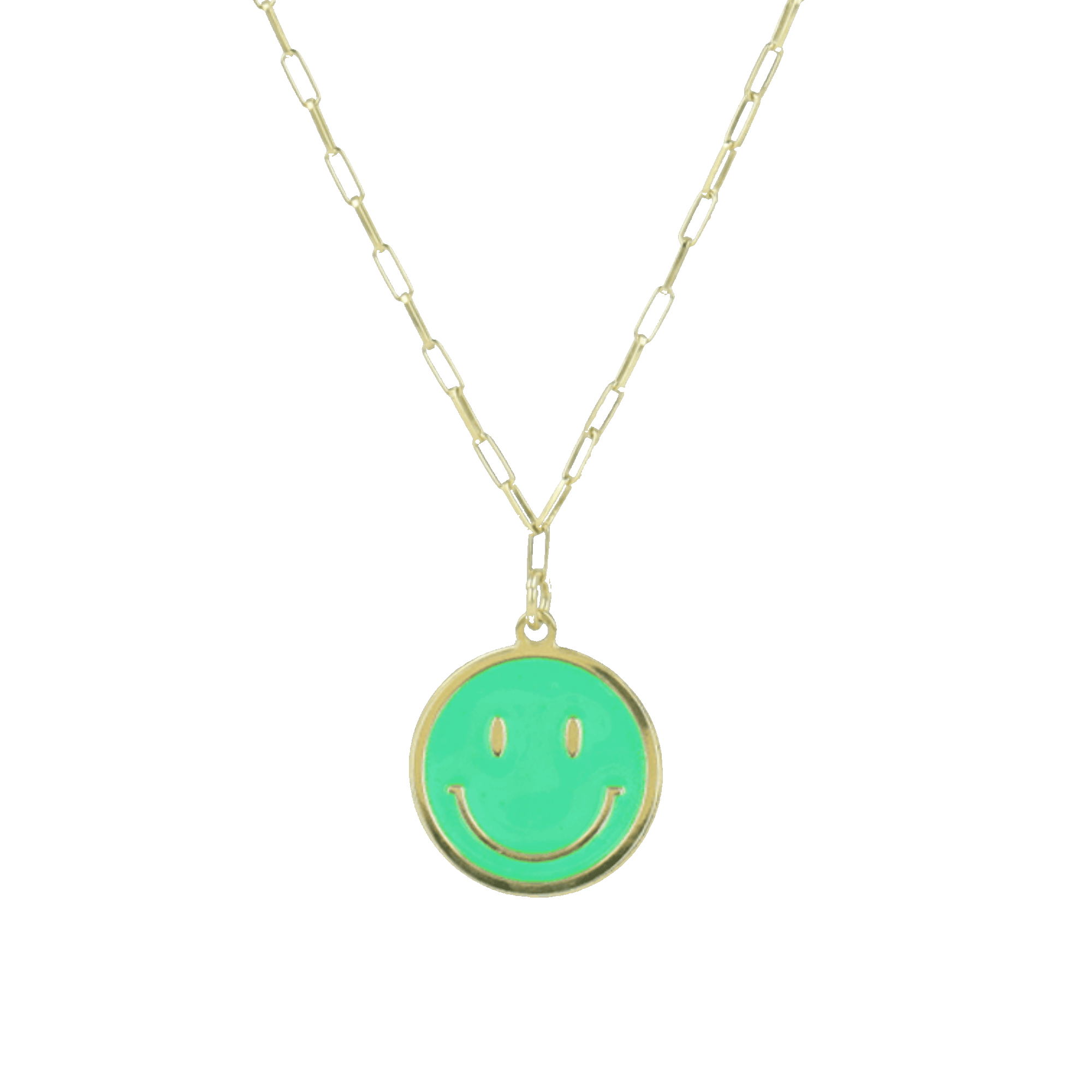 Smiley ketting emaille groen