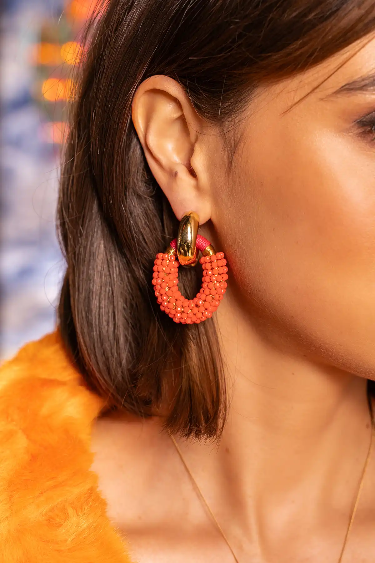 Orange Earrings Yara Oval M Luxe