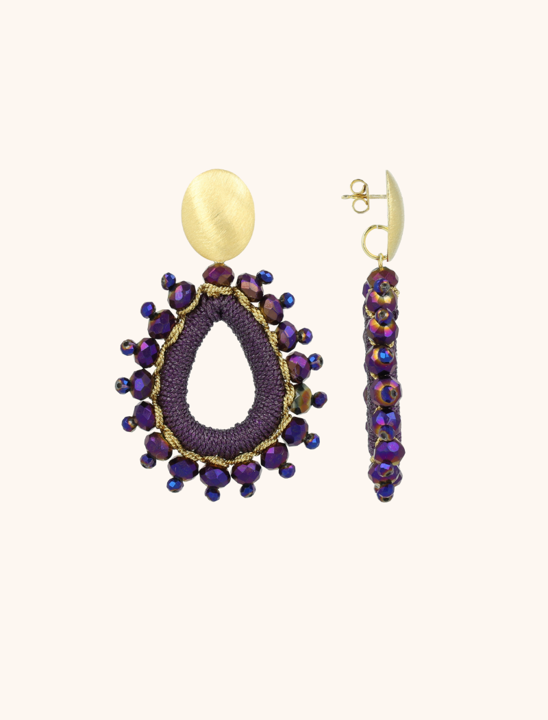 Metallic Purple Earrings Flo Urchin Drop M