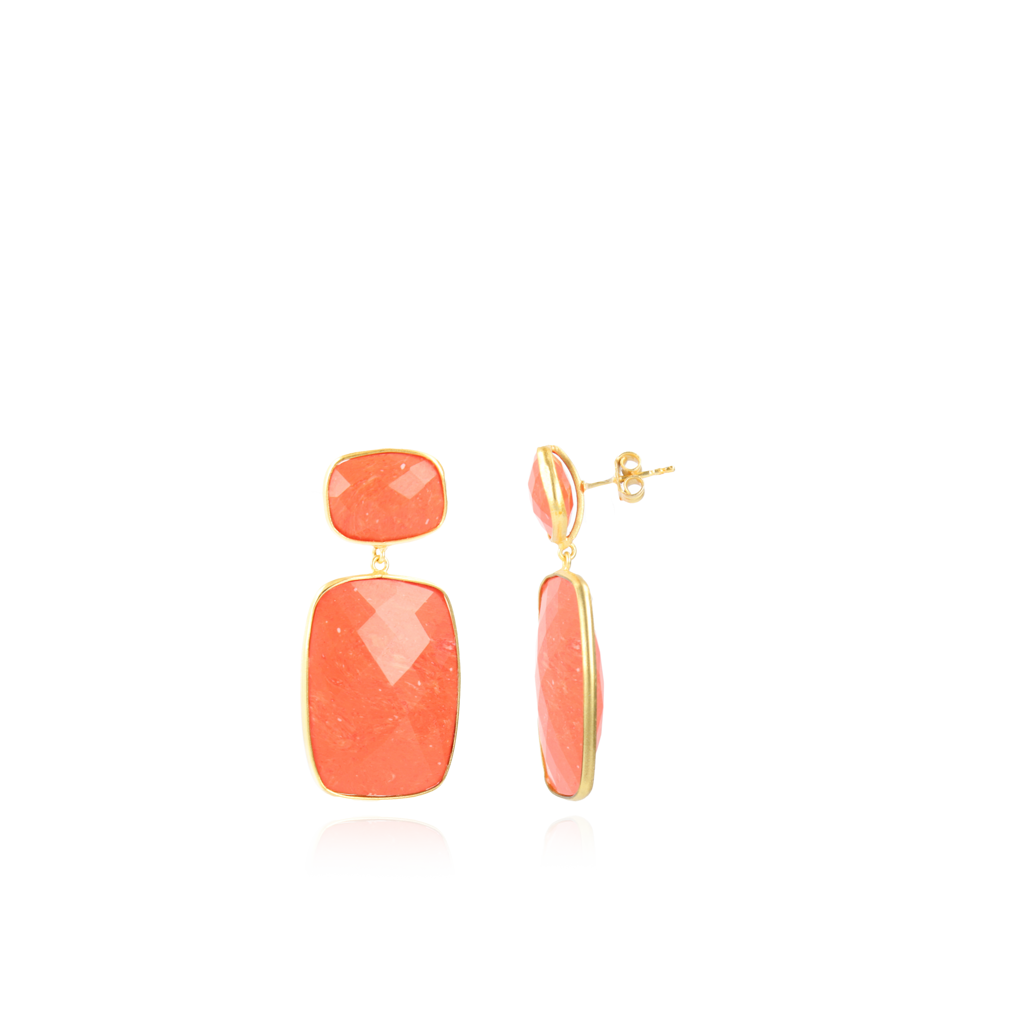 Oranje Oorbellen Mint Quartz Vierkant 