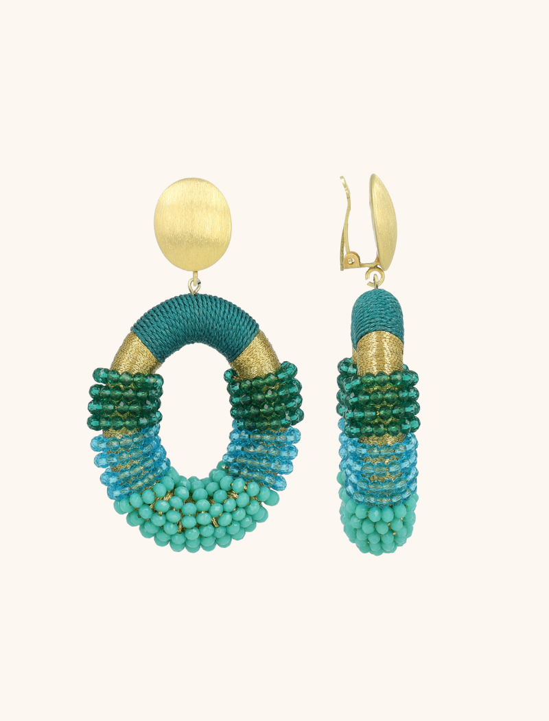 Turquoise Oorbellen Yara Combi Oval L Clip