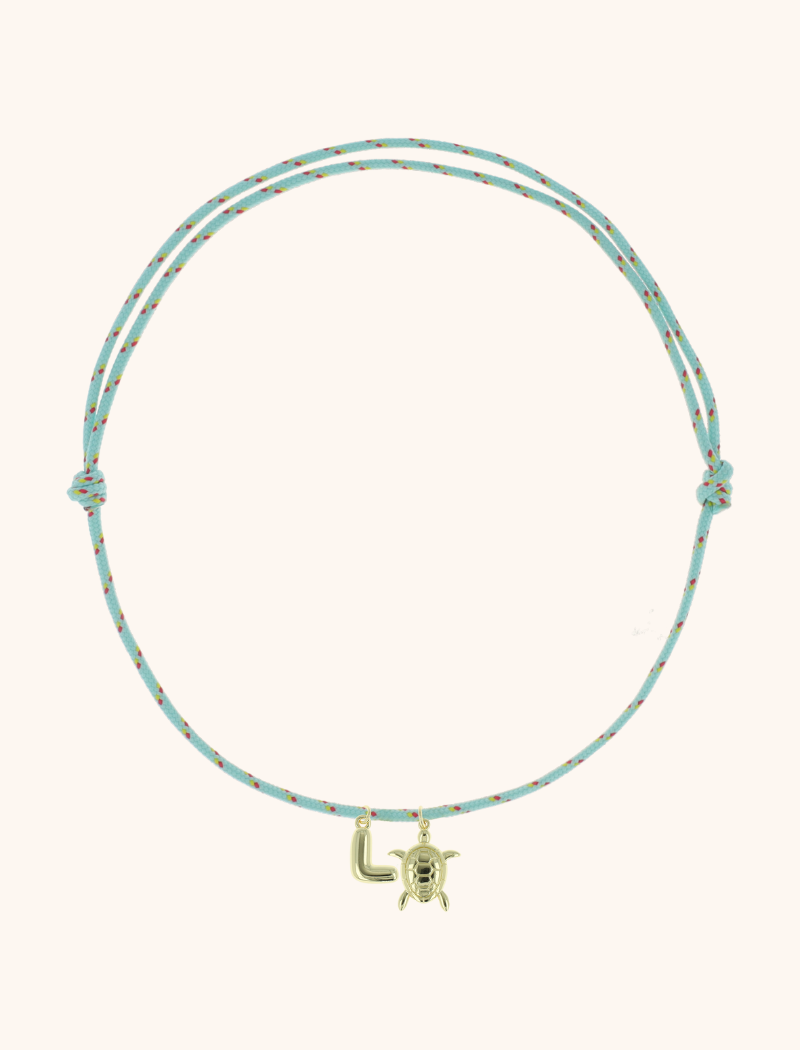 Initial Ketting Schildpad Be Golden Loonie - Turquoise