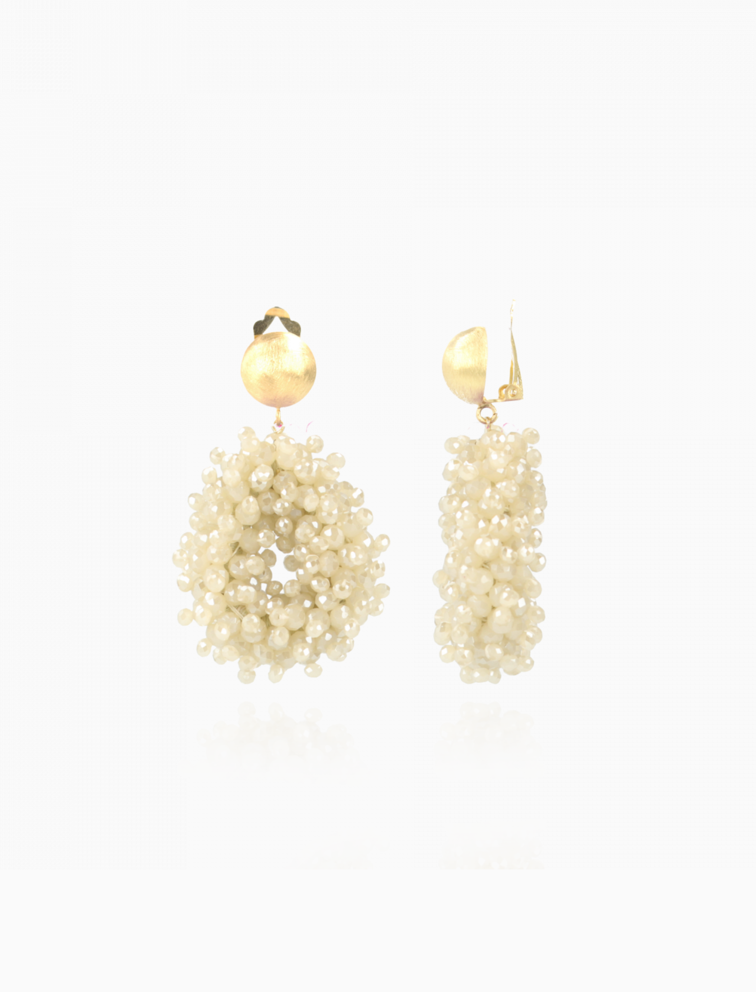 Beige Oorbellen Clip Louise Glassberry Druppel S Double Stones Tonal