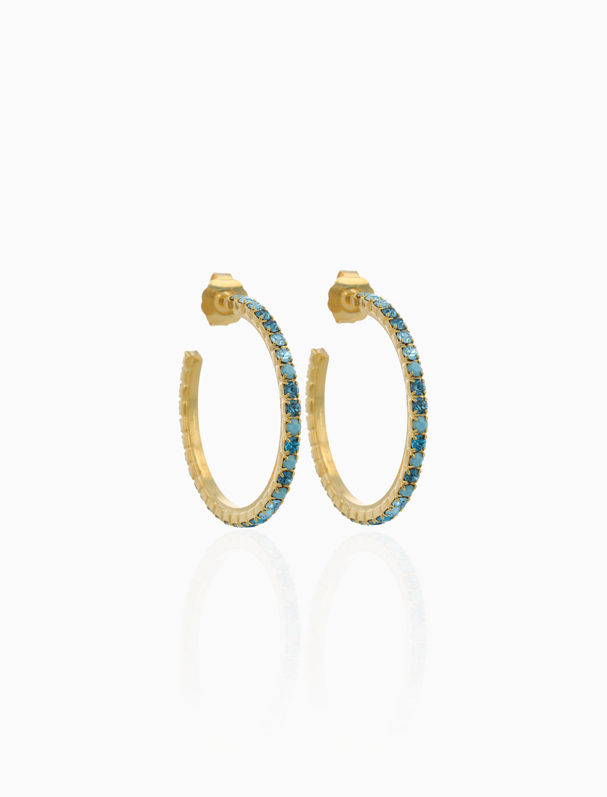 Goudkleurige Oorbellen Tennis Creool Multi Turchese Fine Stones L Noor