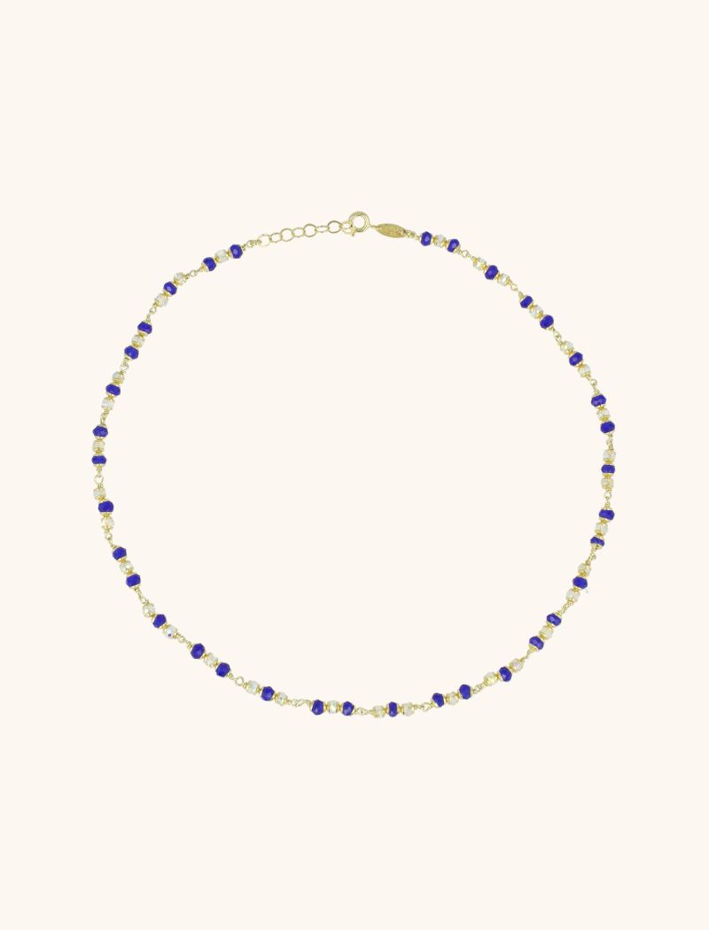 Goudkleurige Ketting Crystal Blue Glasberry S
