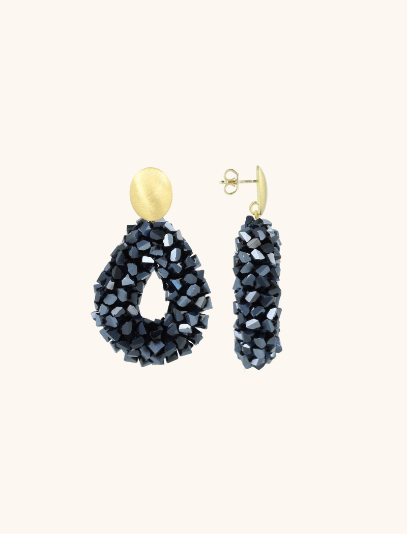 Metallic Blue Earrings Marieke Drop S Raw