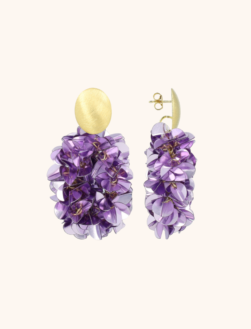 Metallic Lavender Oorbellen Sas Sequin Oval M