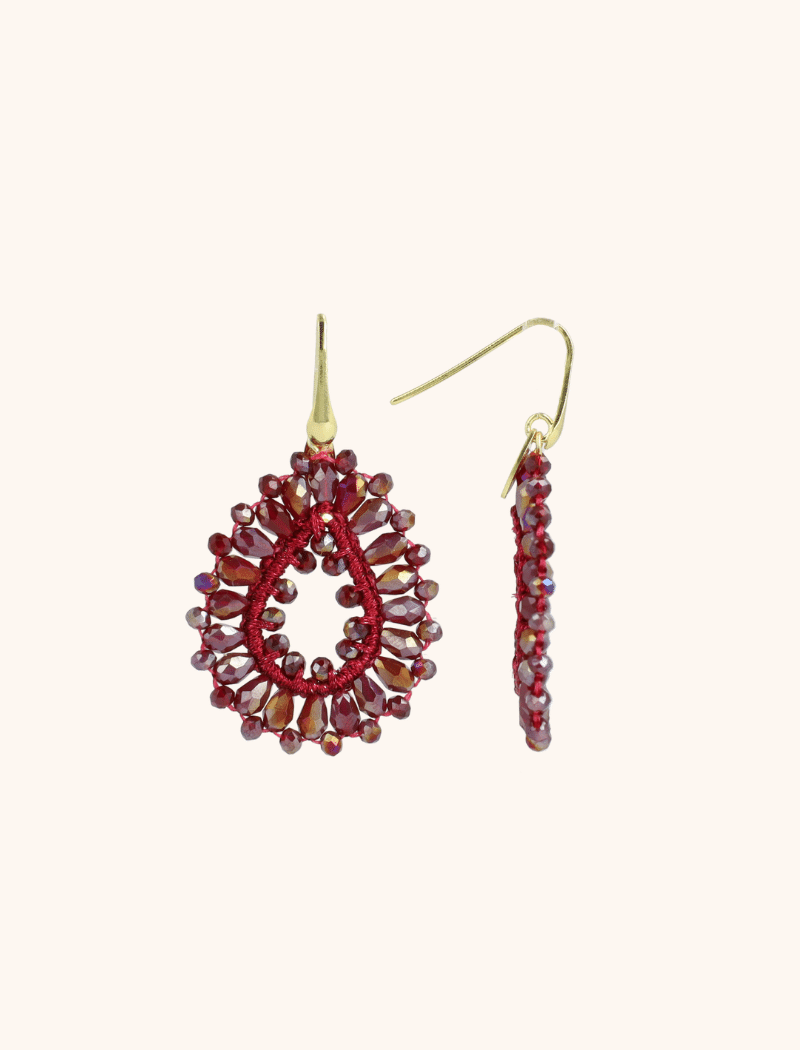 Metallic Bordeaux Earrings Robin Drop Crystal S