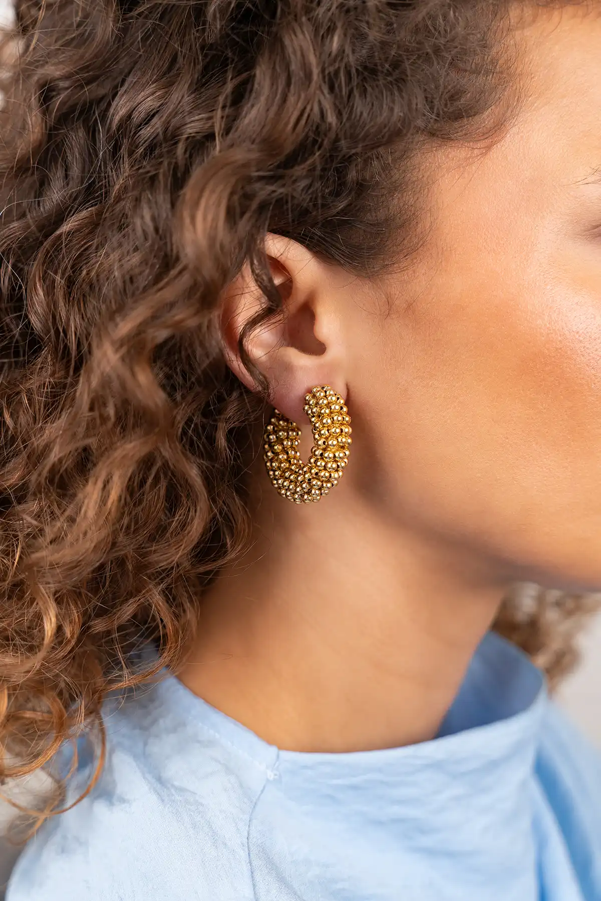 Gold-Colored Earrings Mara Round Creole S