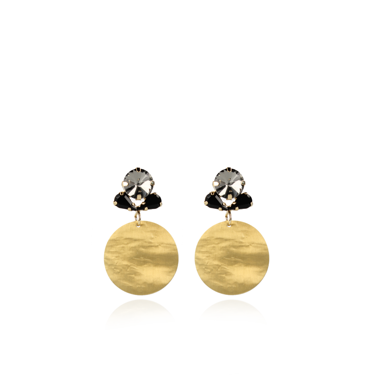 Schwarz Strass Ohrringe Flower Hammerd Element M