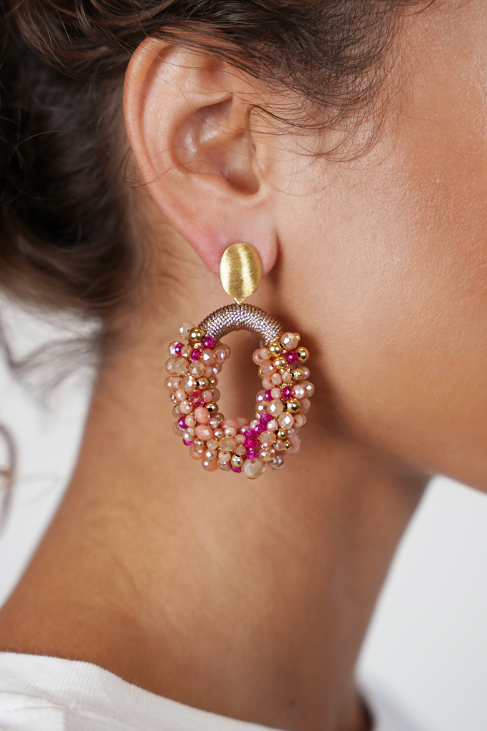 Fuchsia Tangerine Oorbellen Opheilia Combi Ovaal L