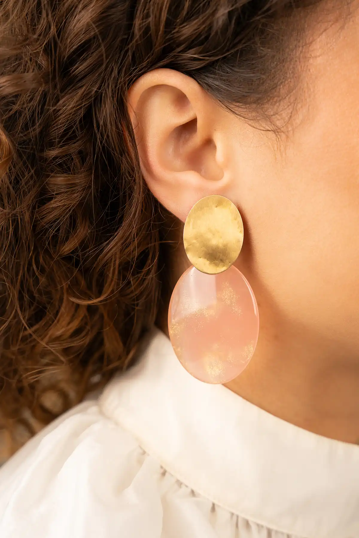 Gold Rose earrings Celia oval L