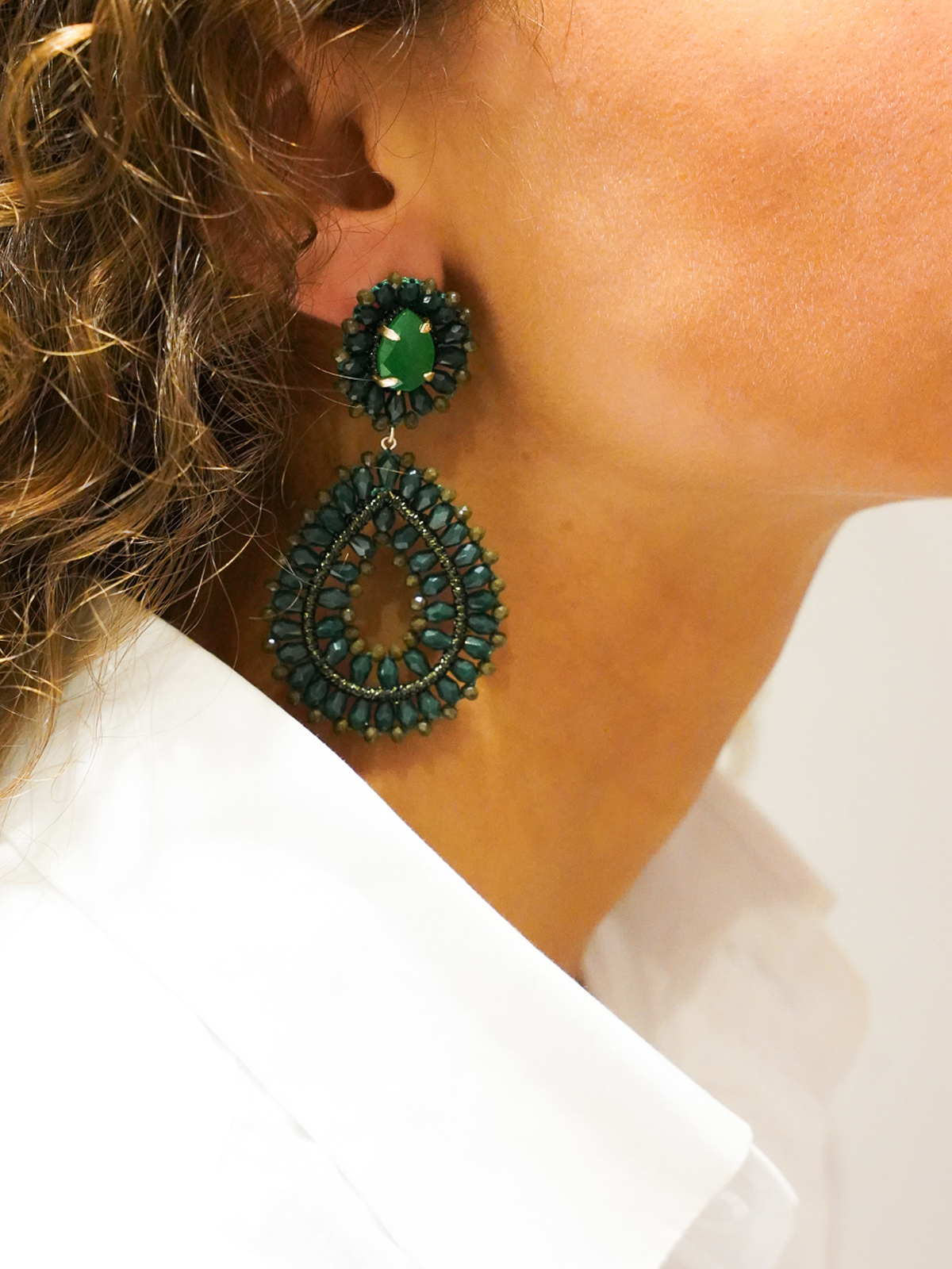 Army Green Earrings Apollo Double Drop