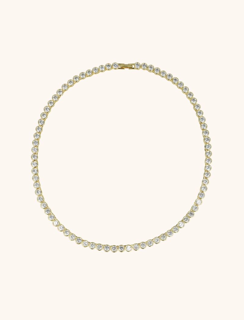Goudkleurige Ketting Framed Round Crystals