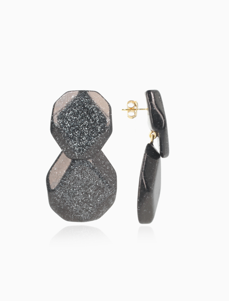 Zwarte Glitter Oorbellen Zola Double M