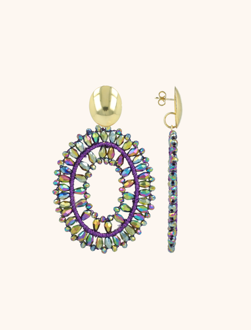 Disco Purple Earrings Noa Oval L