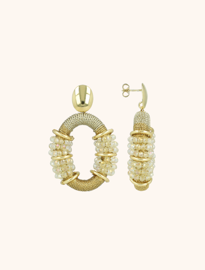 Goudkleurige Oorbellen Elle Combi Oval Deluxe M