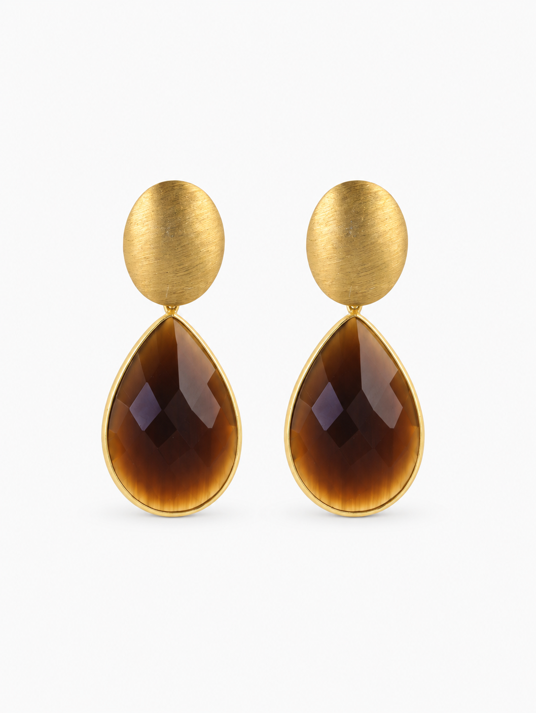 Rae – Framed Drop Oorbellen L – Bruin