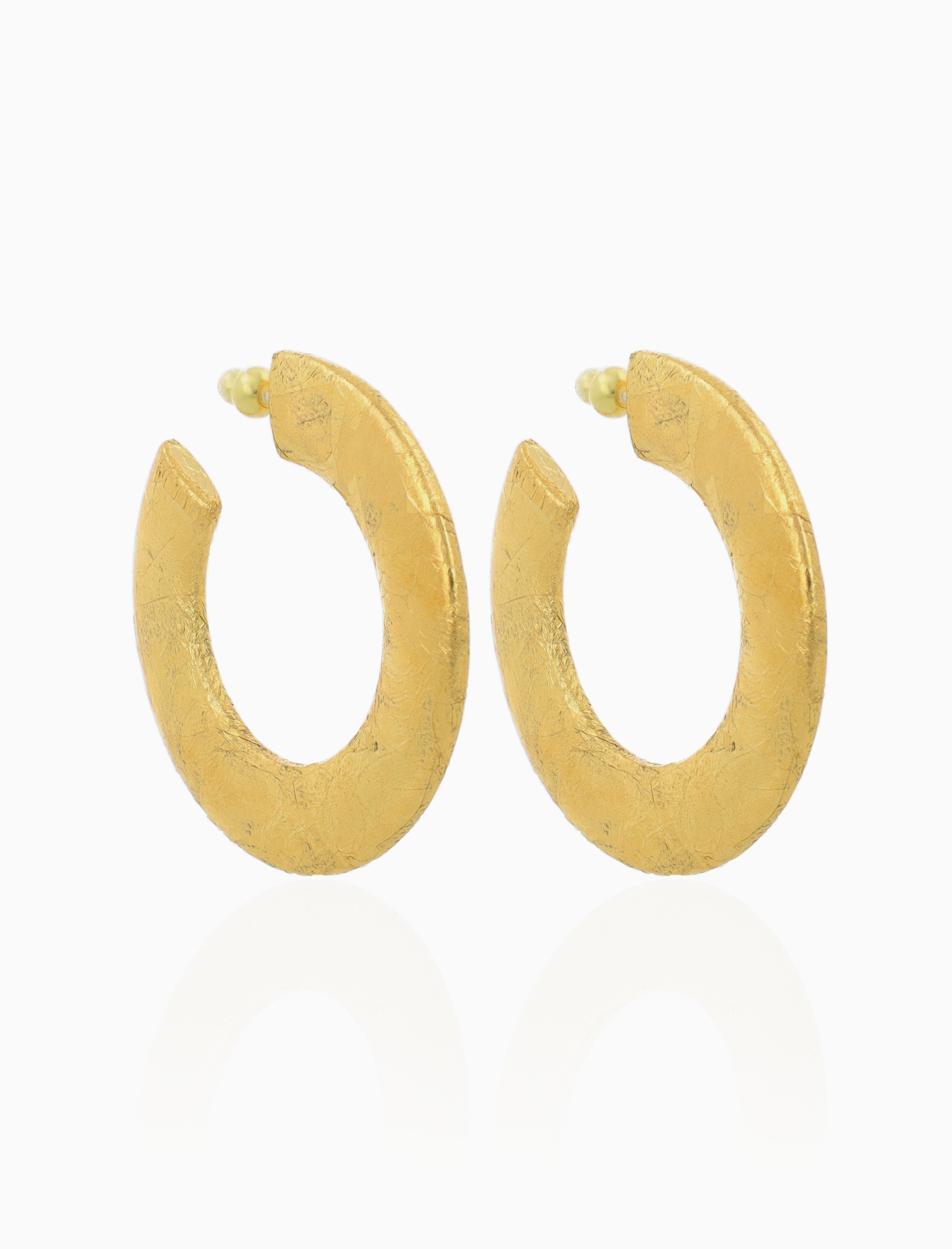 Goudkleurige Oorbellen Edith Creol Round Flat L