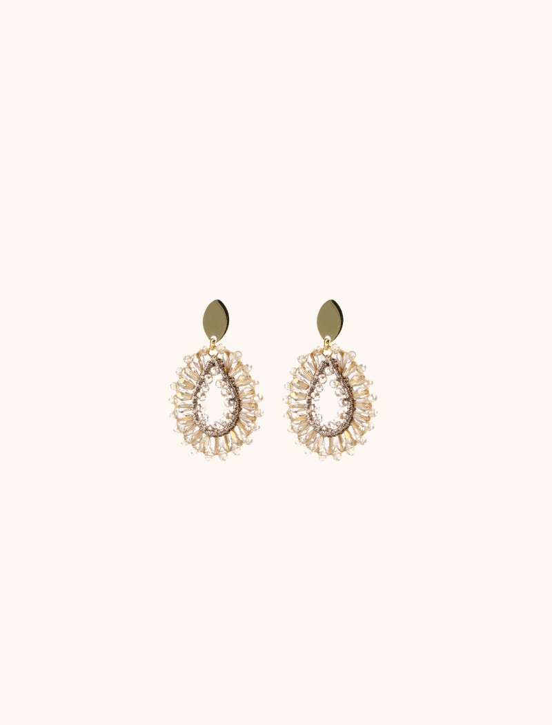 Champagne oorbellen Robin Silk Drop Crystal S