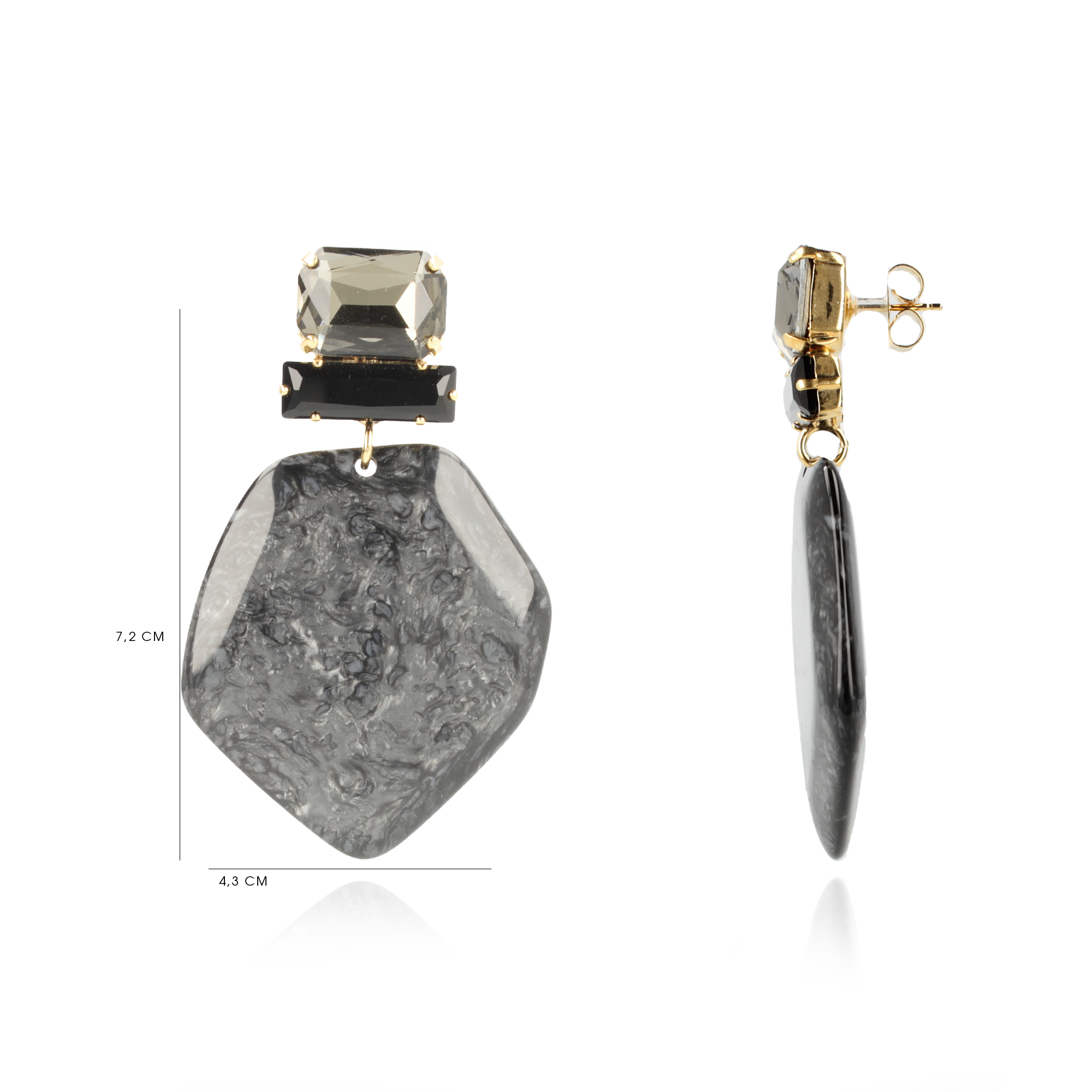 Marble Zwarte Oorbellen Simone Asymmetrisch Rock XL Strasslott-theme.productDescriptionPage.SEO.byTheBrand