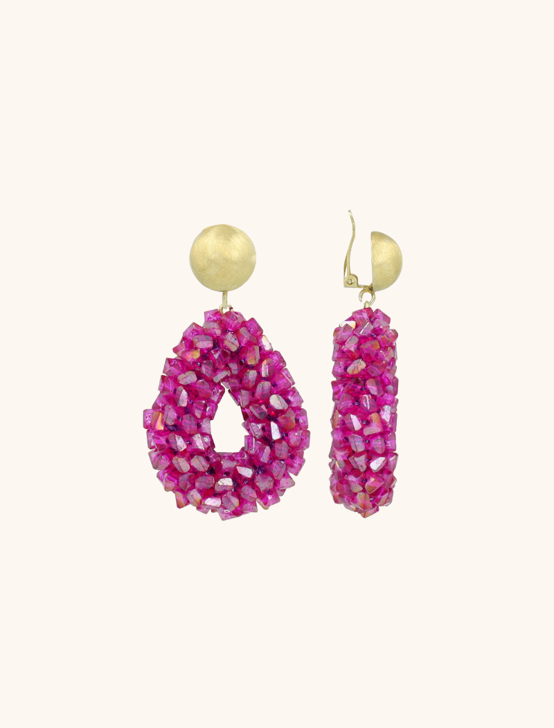 Fuchsia Oorbellen Marieke Drop S Raw Clip