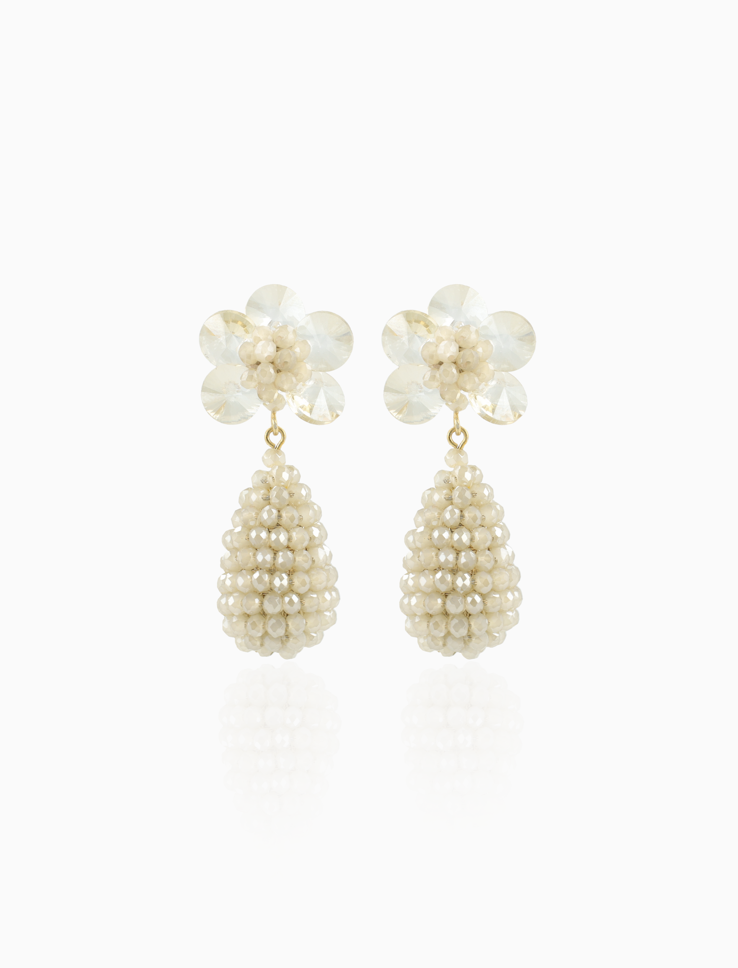Beige Earrings Amy Cone XS with Flower Stud