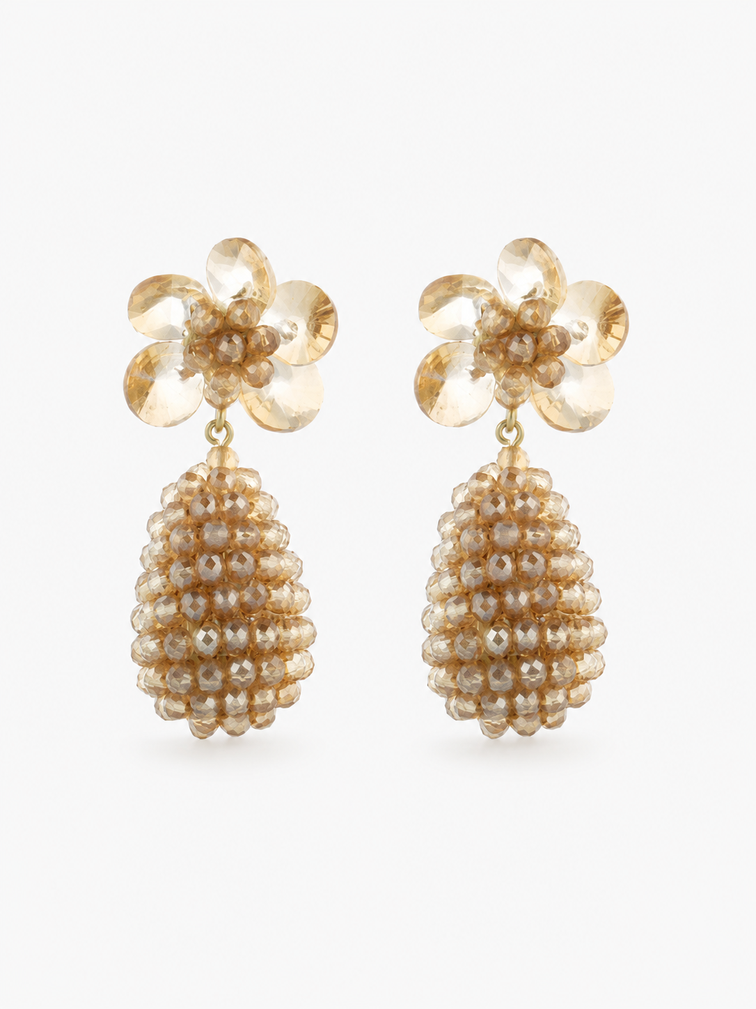 Amy – Cone with Flower Stud Oorbellen XS – Champagne