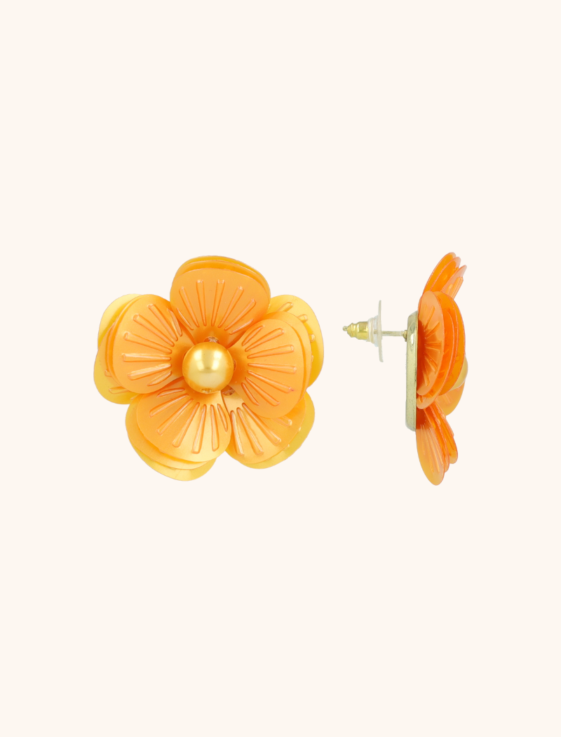 Oranje  Oorbellen Dianthe Flower Bomb