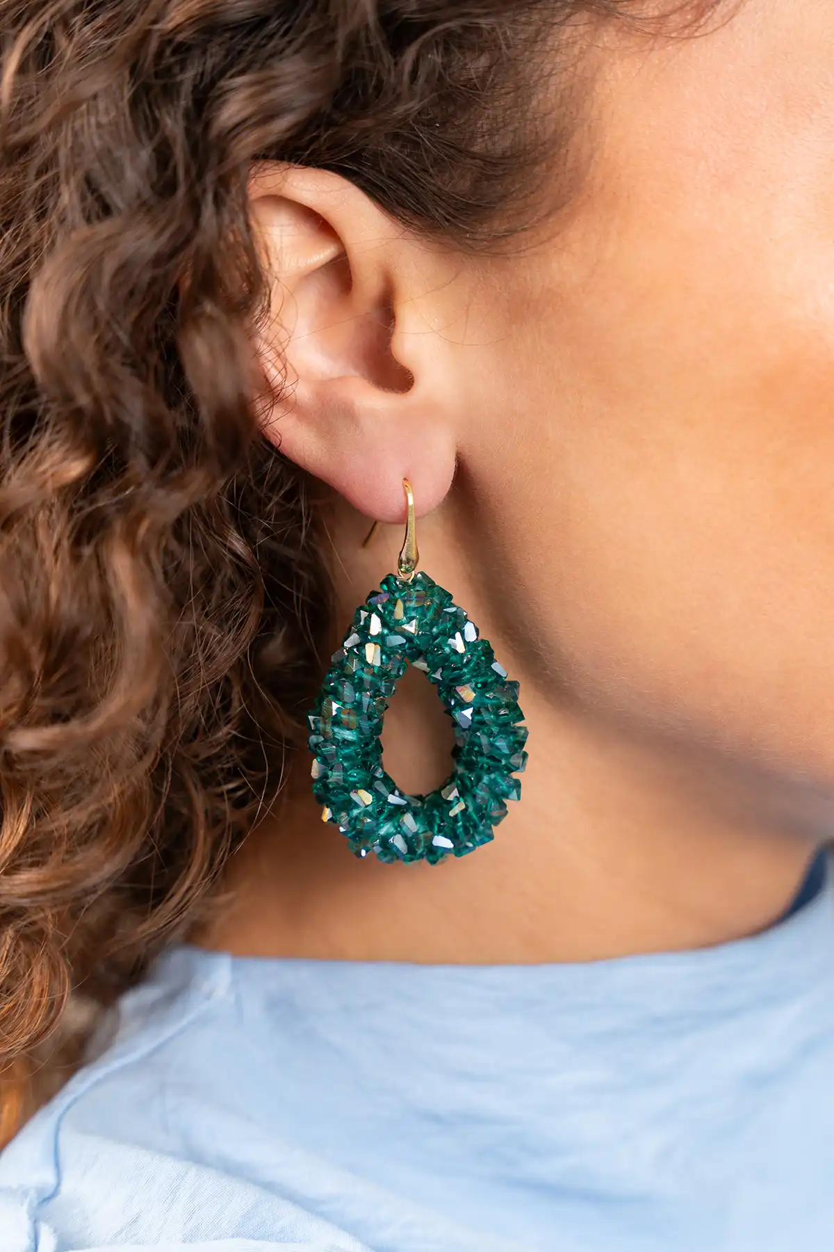 Groene Oorbellen Marieke Drop L Raw