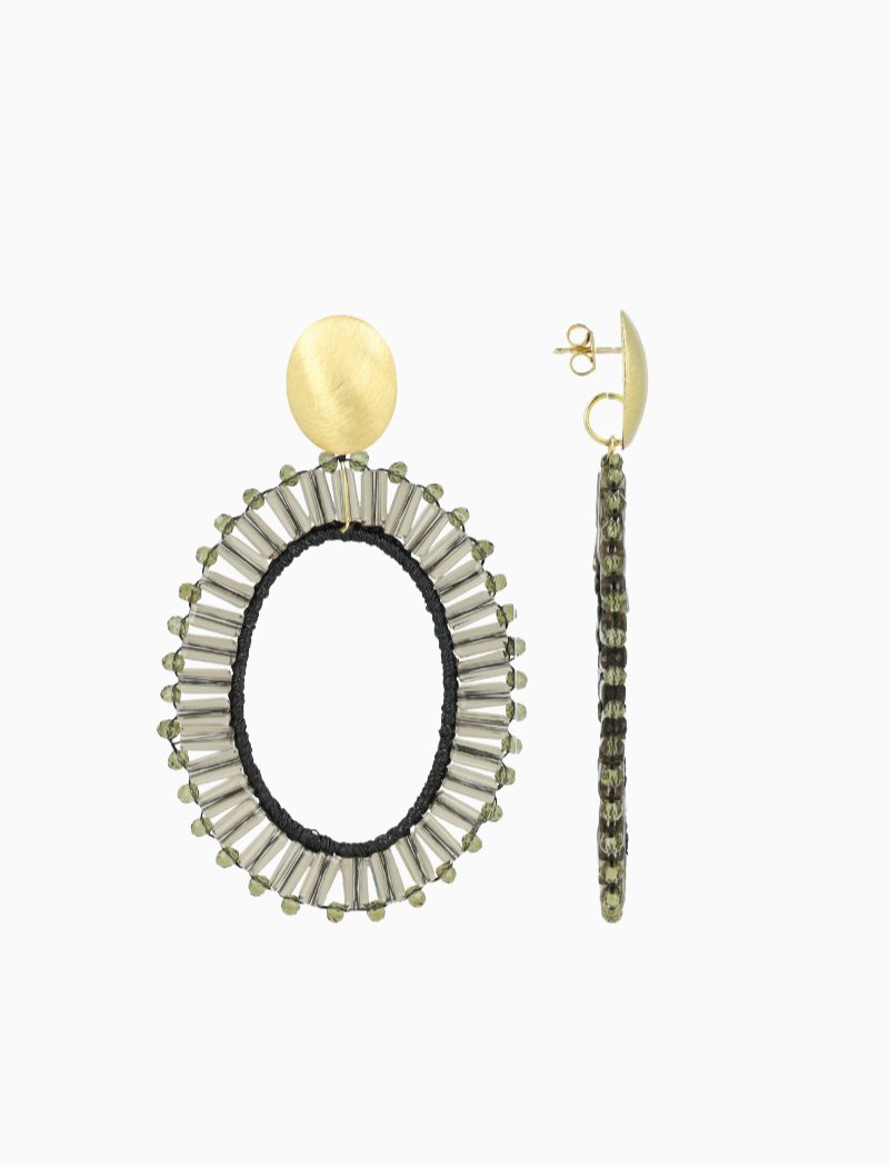 Transparant Black Oorbellen Noami Ovaal L