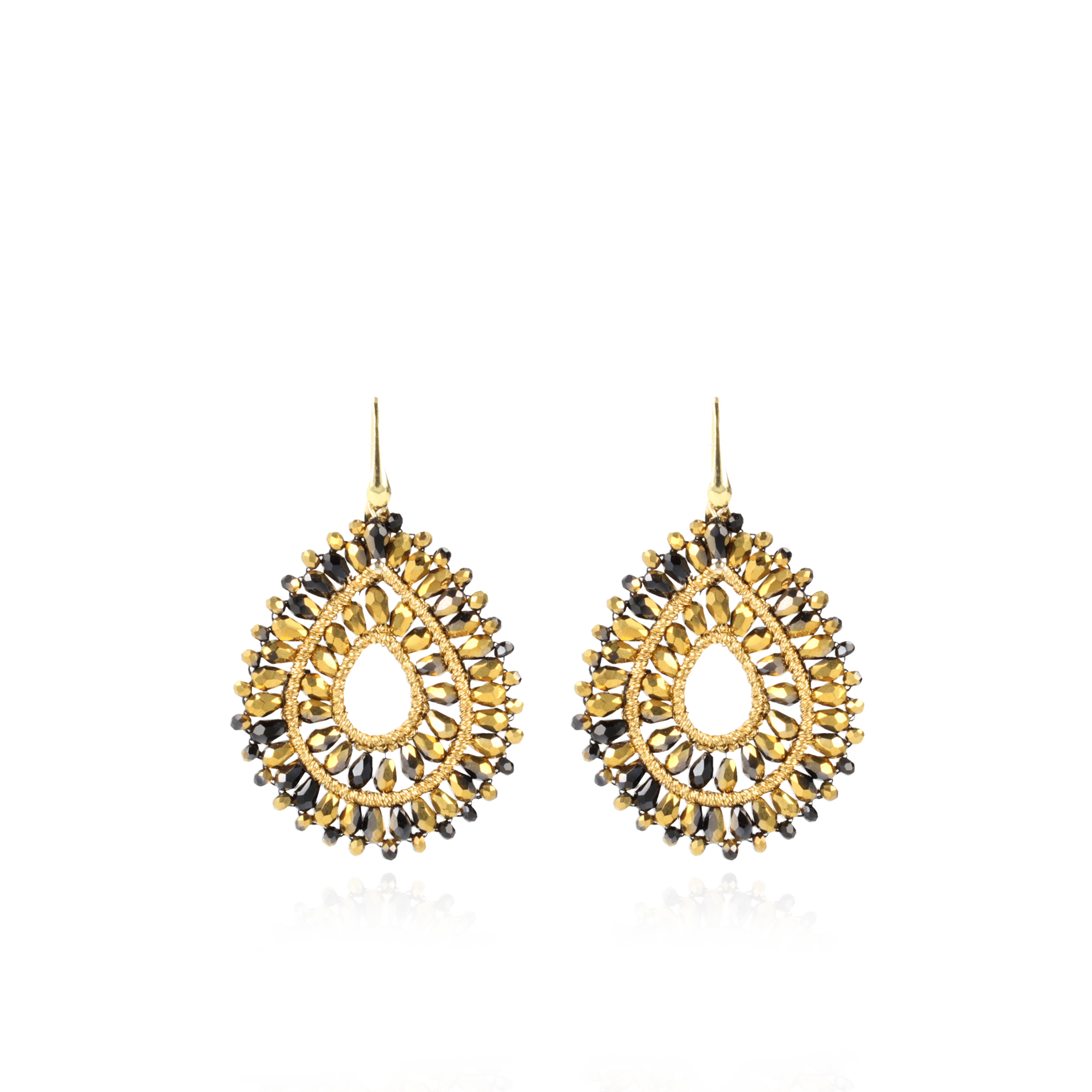 Gold-coloured Earrings Alice Drop Double Crystal