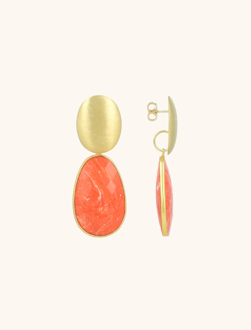 Oranje Oorbellen Doris Framed Oval