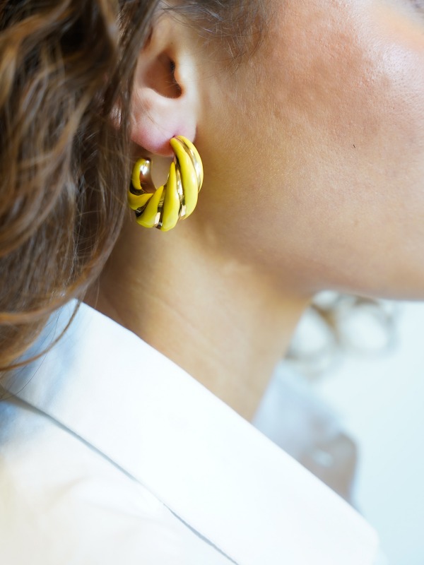 Classic earrings twist yellow creole S