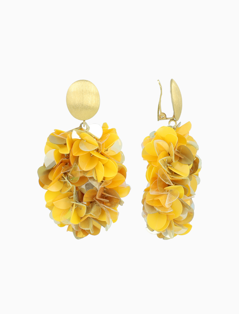 Gele Oorbellen Sas Sequin Oval M Clip