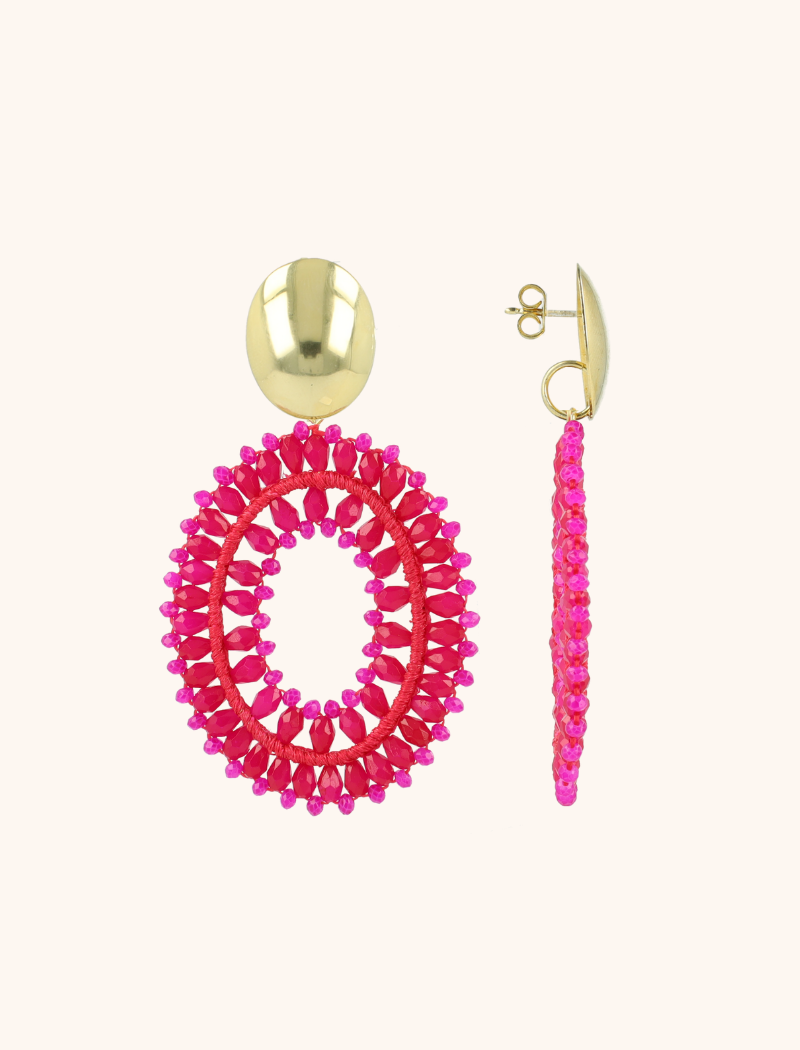 Fuchsia Earrings Noa Oval Double L