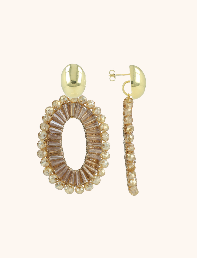 Champagne Earrings Ann-Mary Open Oval Double Beadslott-theme.productDescriptionPage.SEO.byTheBrand