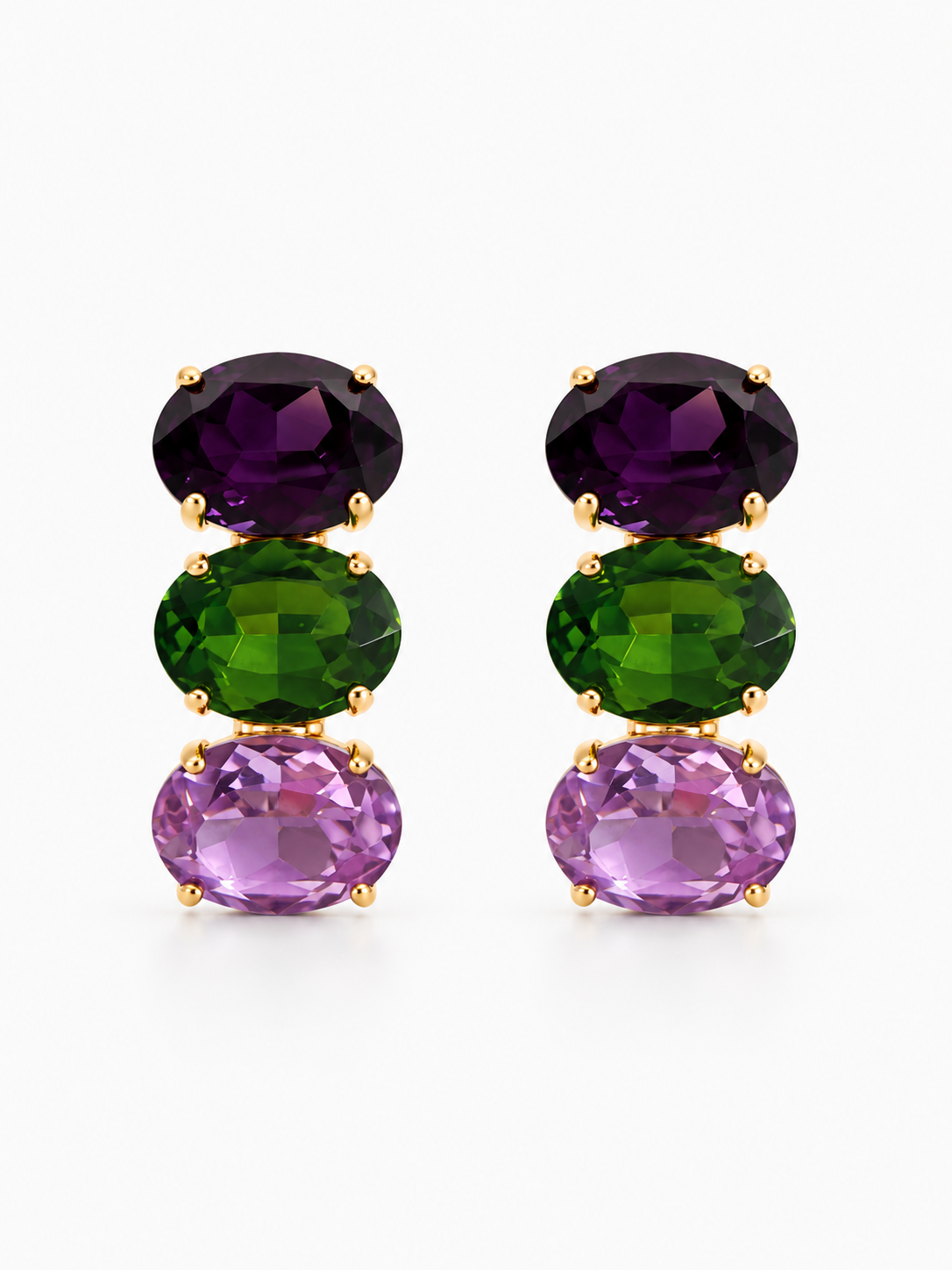 15.C19 - purple/olivine vertical oval three stones medium
