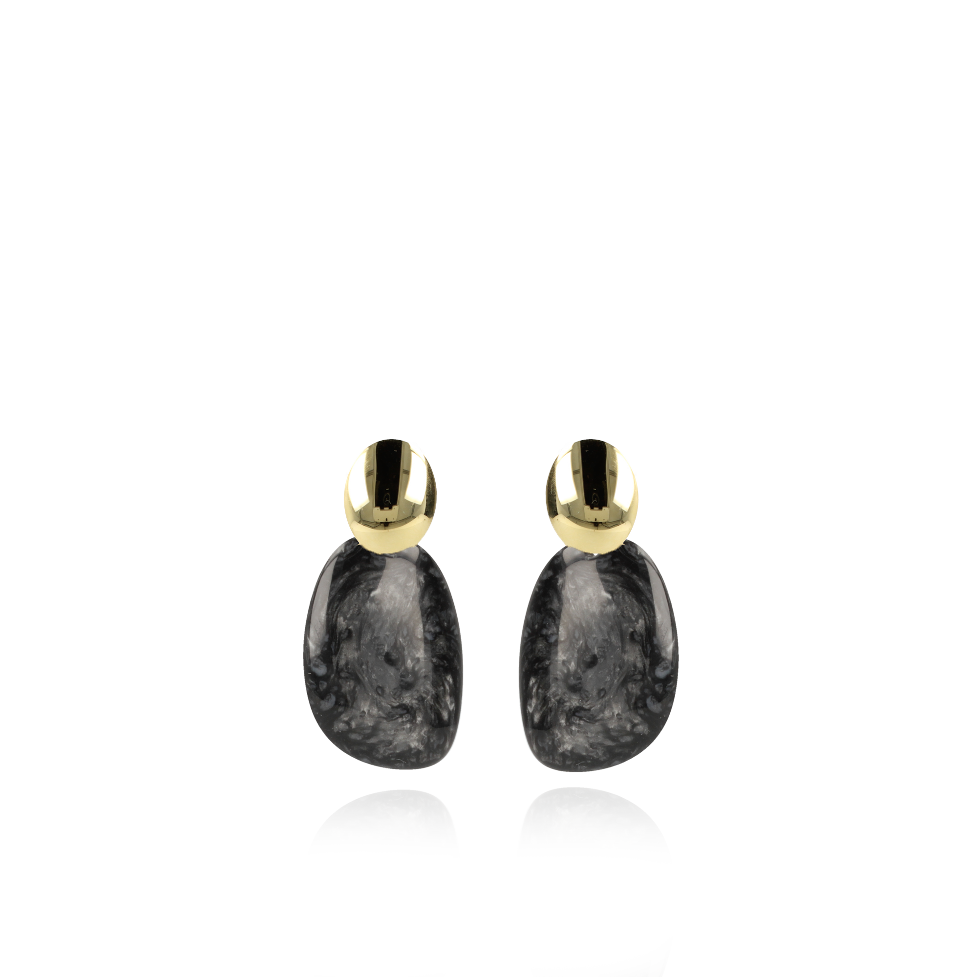 Marble Zwarte Oorbellen Little Sara Asymmetrisch Oval S