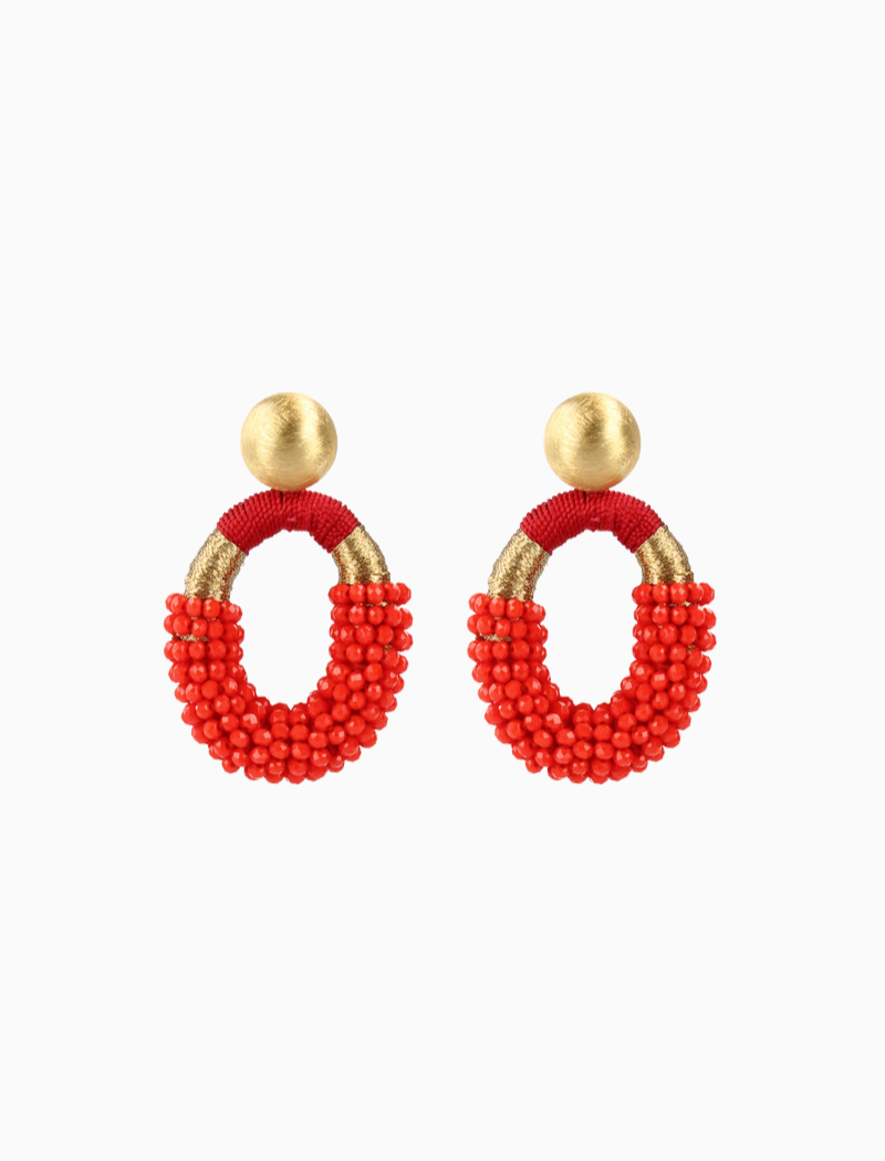 Rode oorbellen Yara Ovaal M