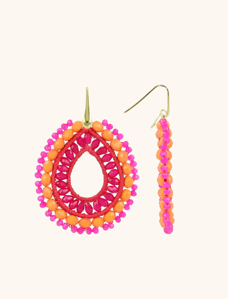 Orange Fuchsia Earrings Fox Drop L